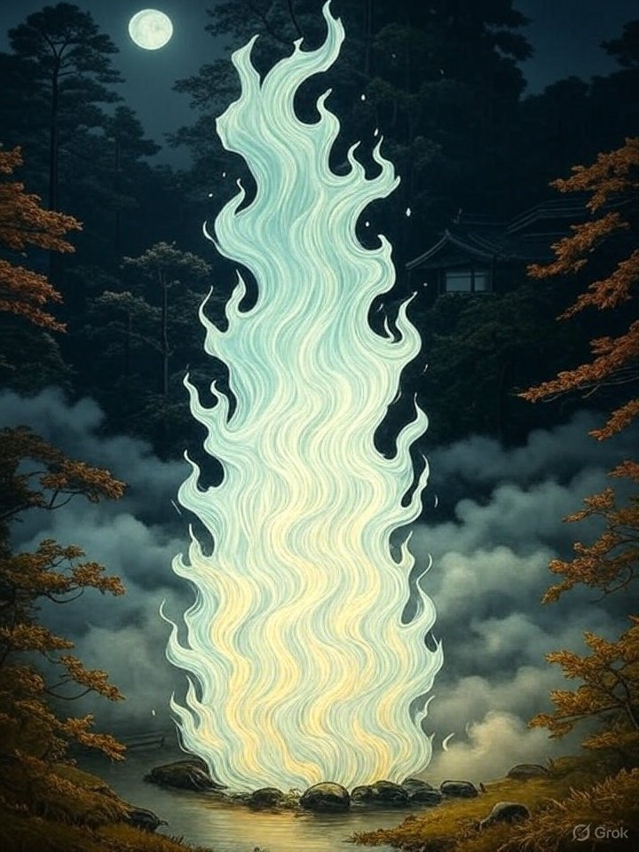 Akurojin-no-hi flame at night