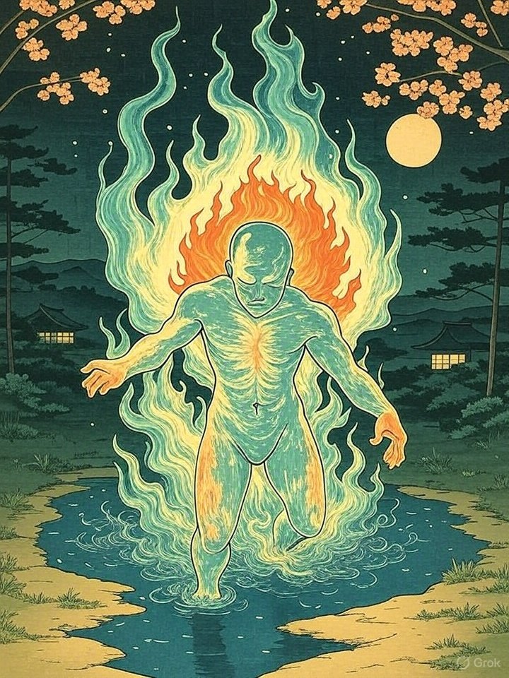 Spirit fire on a mountain path