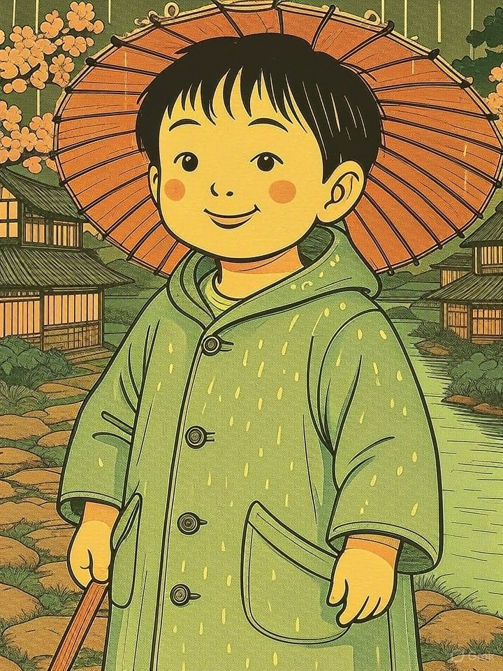 Amefurikozō with umbrella