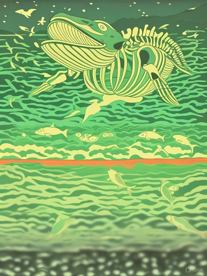 Eerie ghost whale art