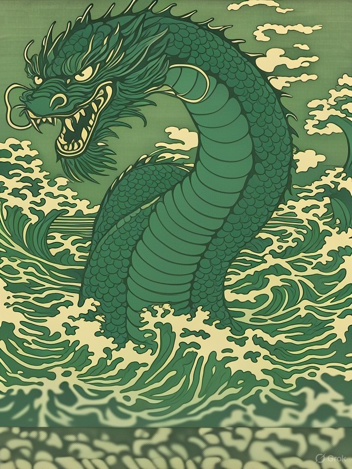 Mythical sea serpent Japan