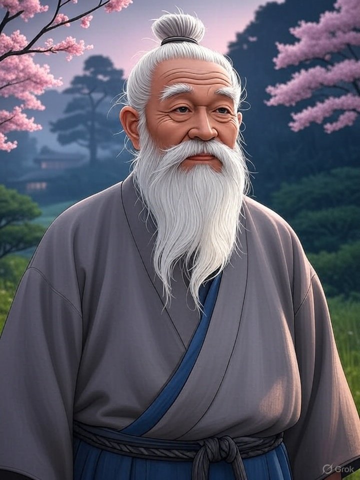 Old man spirit at road fork