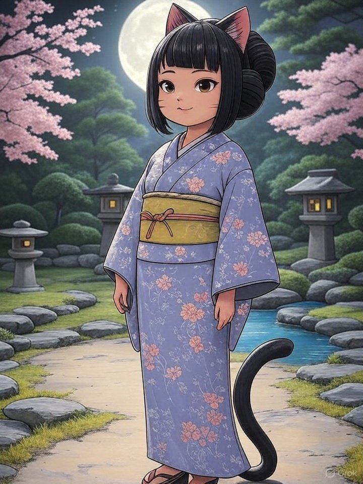 Japanese cat yokai girl