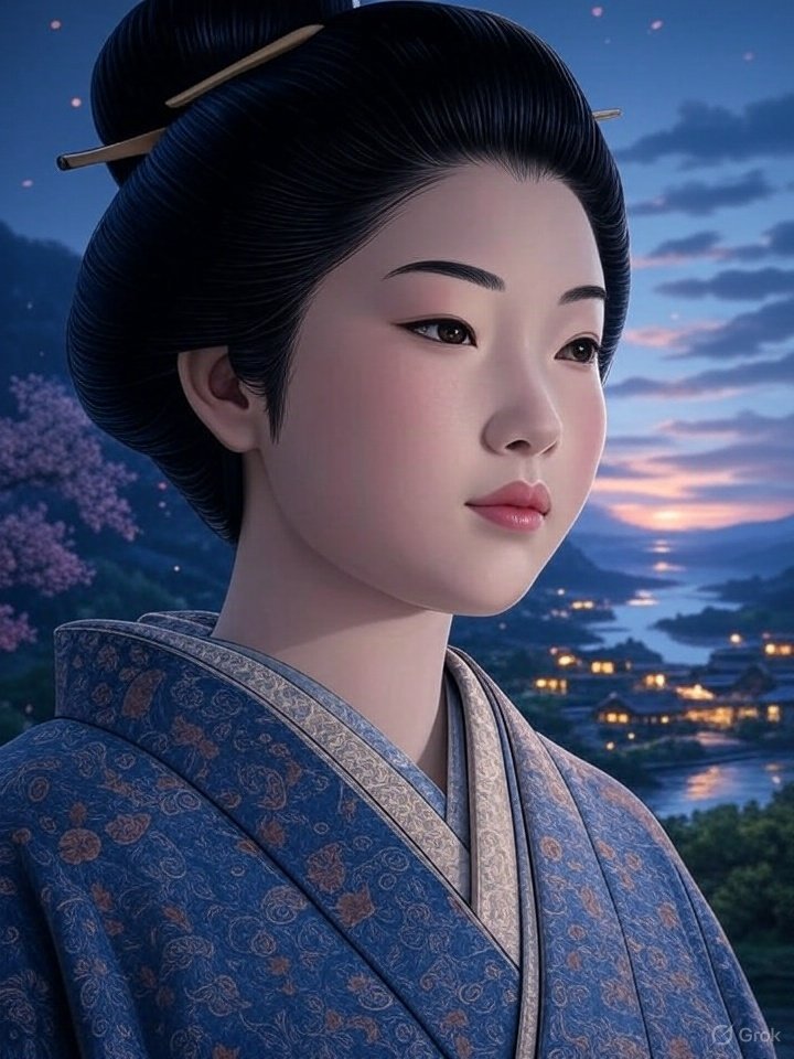 Yokai woman face spirit