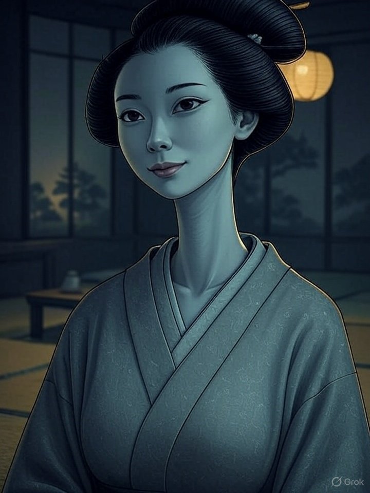 Yokai woman stretching neck