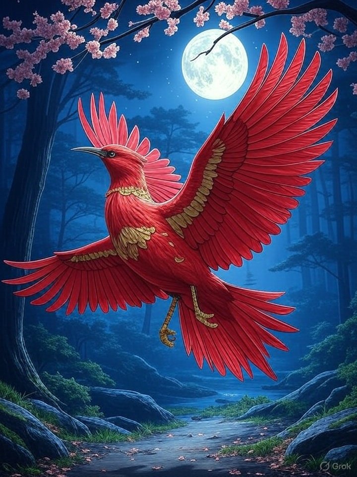 Mythical bird Suzaku