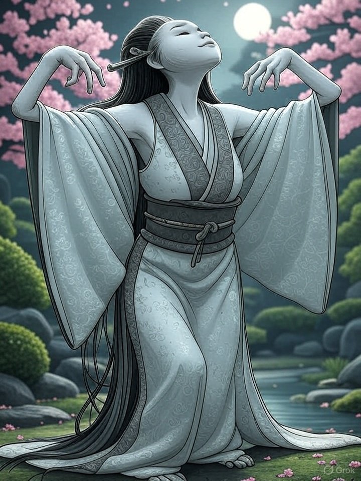 Taka-onna peering ghost
